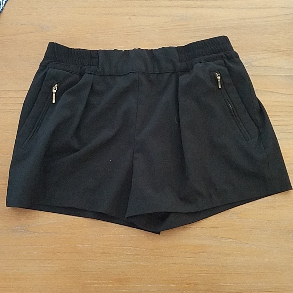 Zara pull on black shorts with gold zipper detail